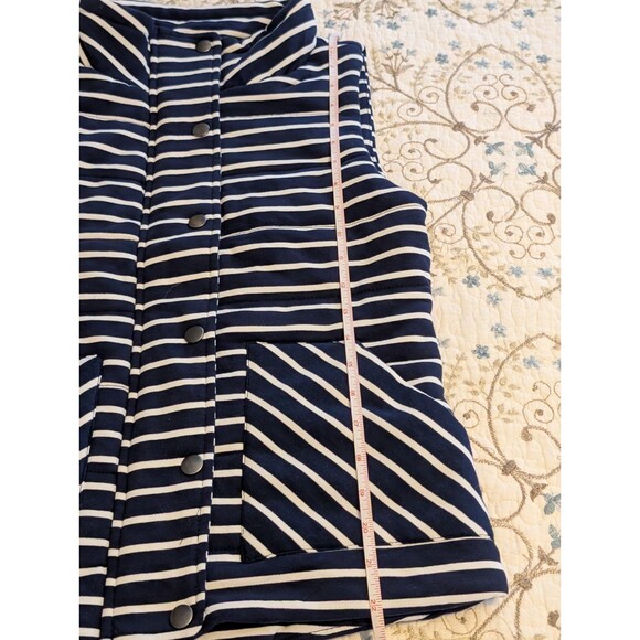 Grace & Lace Full Zip/ Snap Buttons Navy Blue With White Stripes Vest Womens XXS - Picture 11 of 13